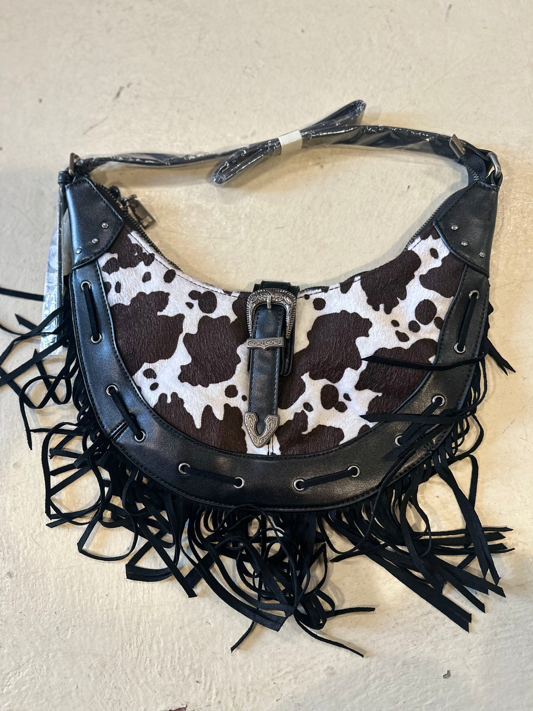 Roaming Travelers Black Cow Western Purse