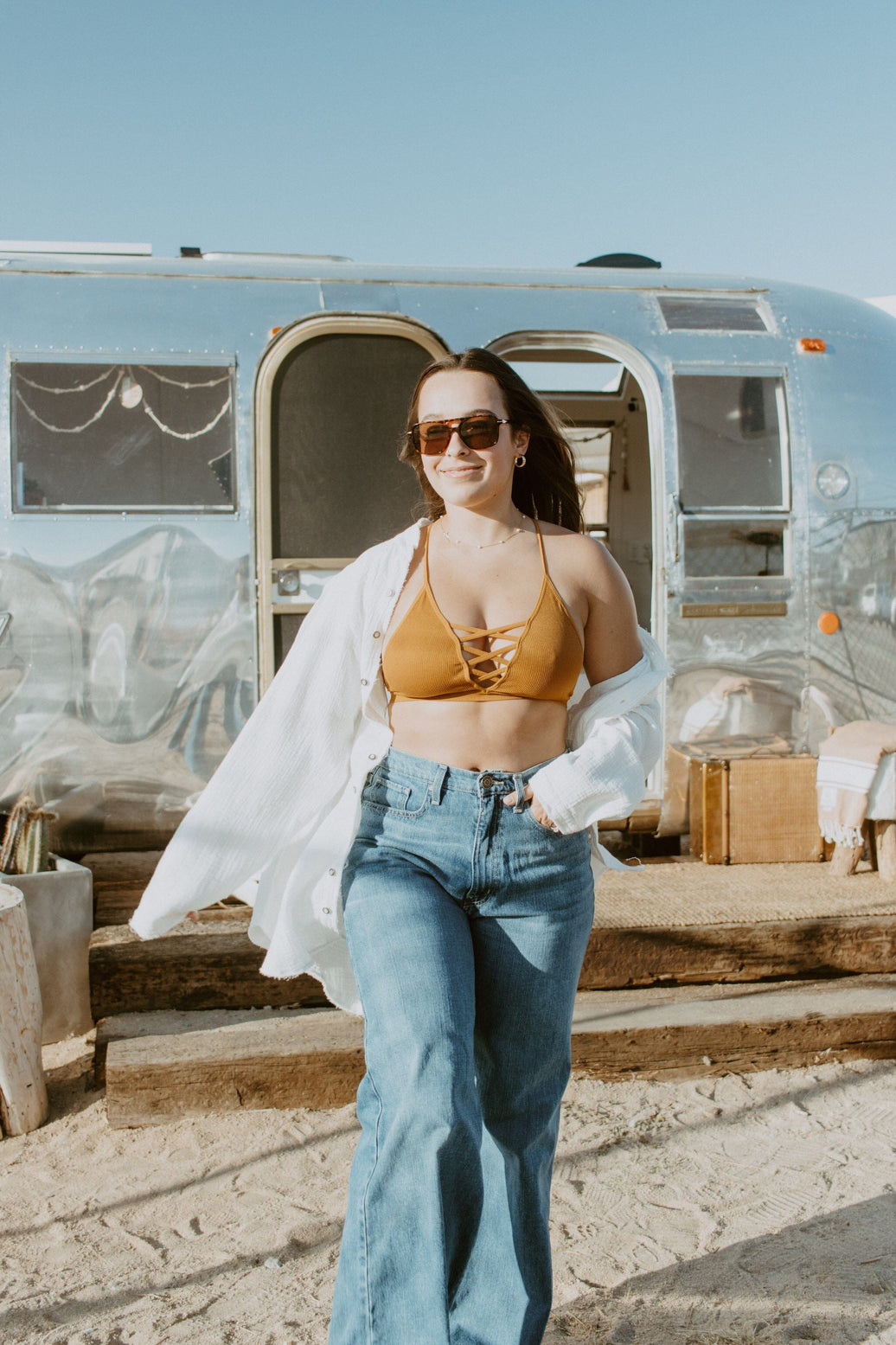 Roaming Travelers Bras Mustard / XS / S Ribbed Racer Back Bralette