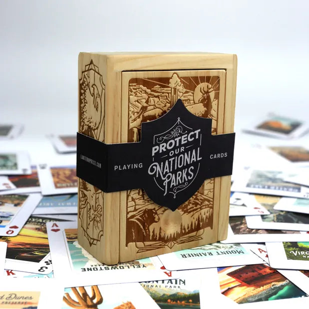 Roaming Travelers Games National Parks Playing Cards - Wood Box Set