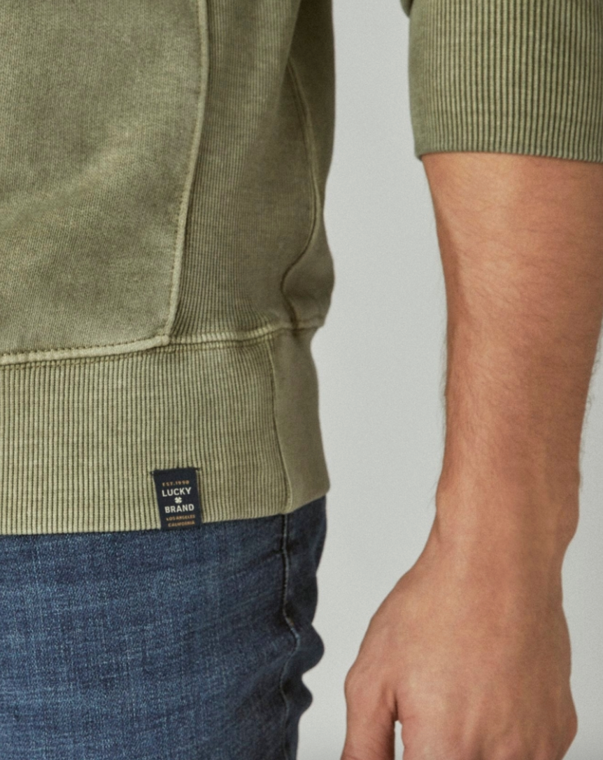 Lucky Brand Sweatshirts Winter Moss / S Sueded Terry Crew Neck