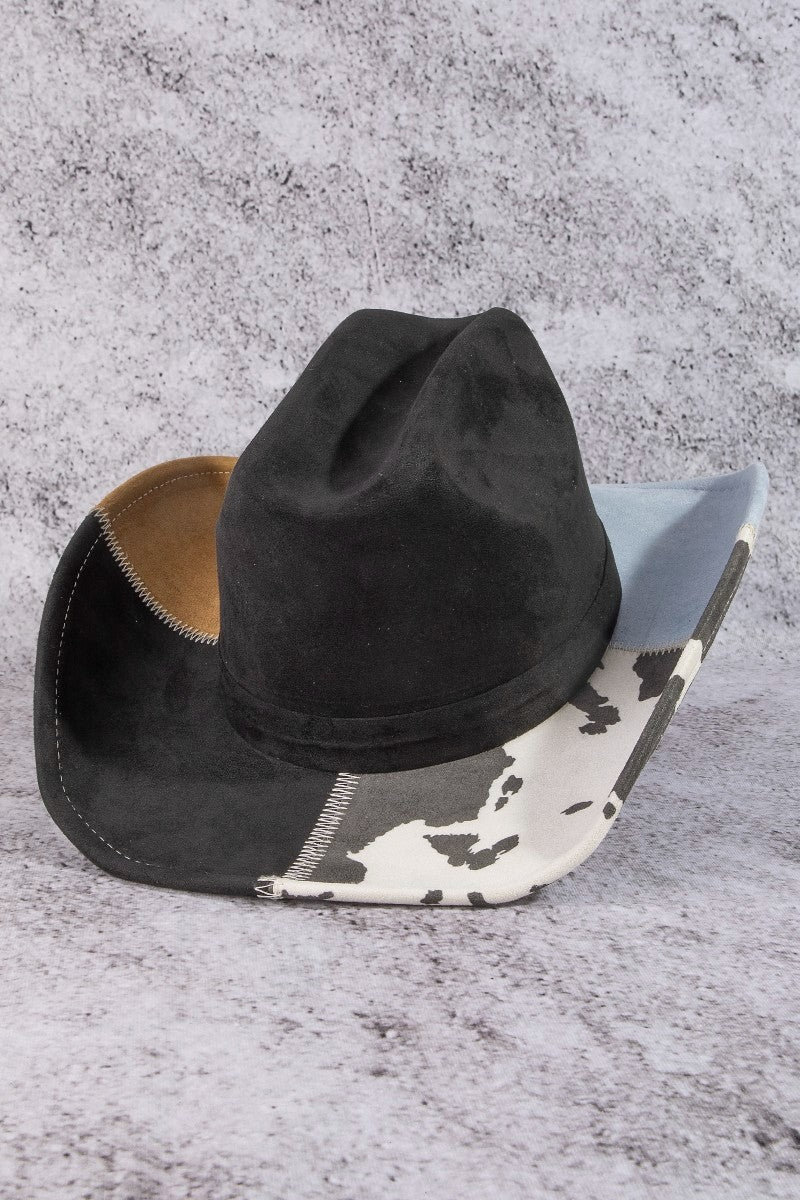 Western Color Block Cowboy Hat | Black