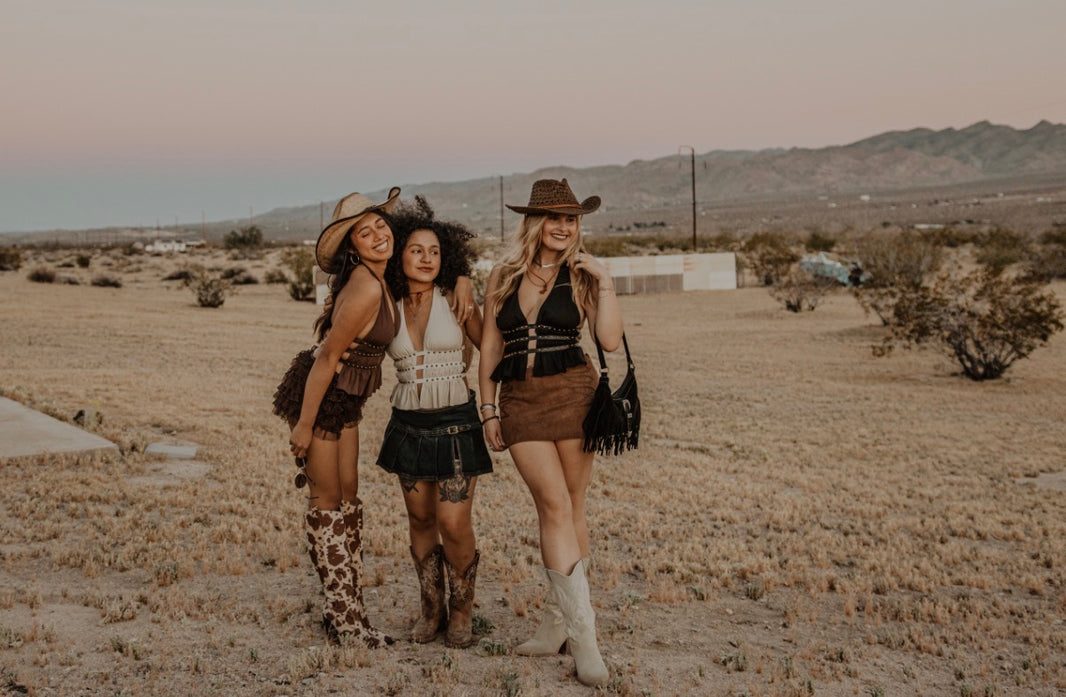 Indie Western Split Front Studded Halter Top