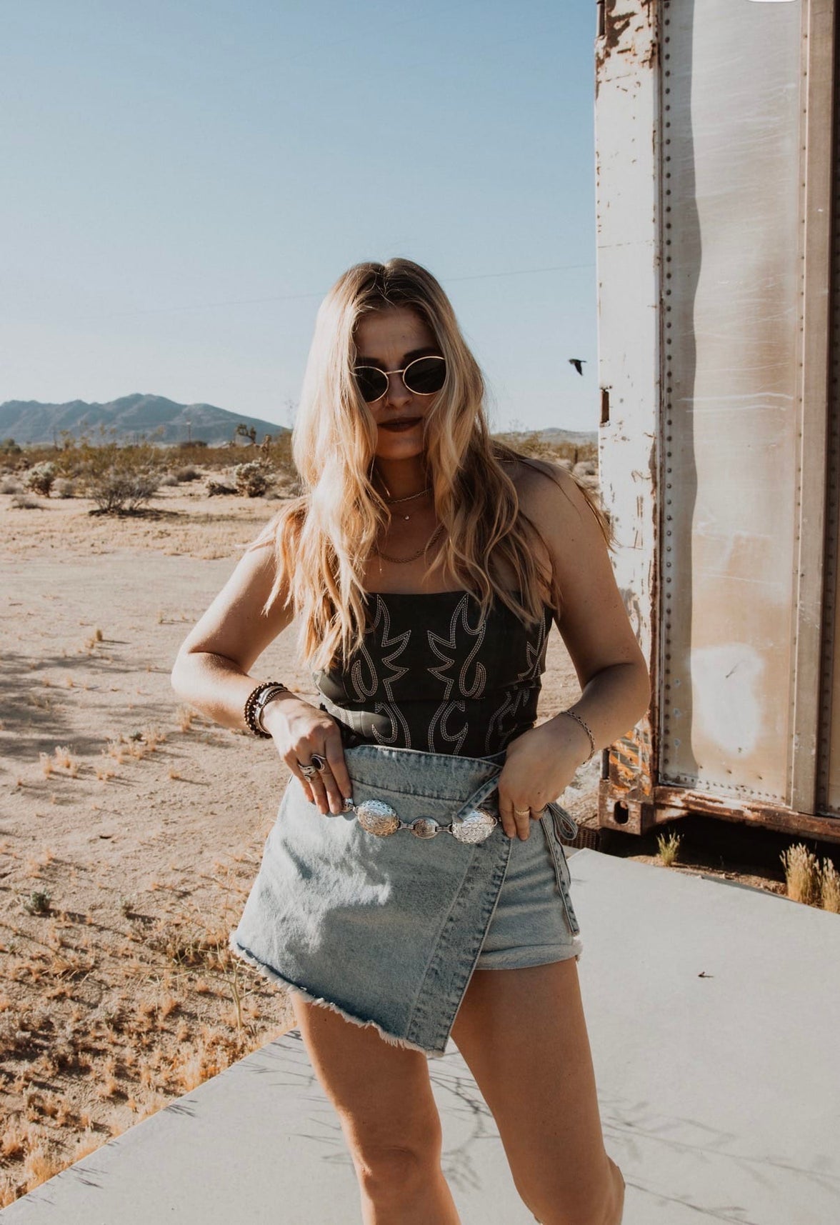 Free People Emmy Denim Skort