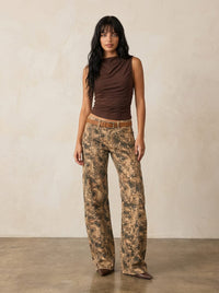 Free People Jeans We The Free Fable Printed Low-Rise Twisted Bowed Jeans