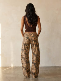 Free People Jeans We The Free Fable Printed Low-Rise Twisted Bowed Jeans