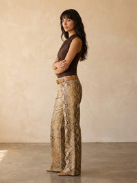 Free People Jeans We The Free Fable Printed Low-Rise Twisted Bowed Jeans