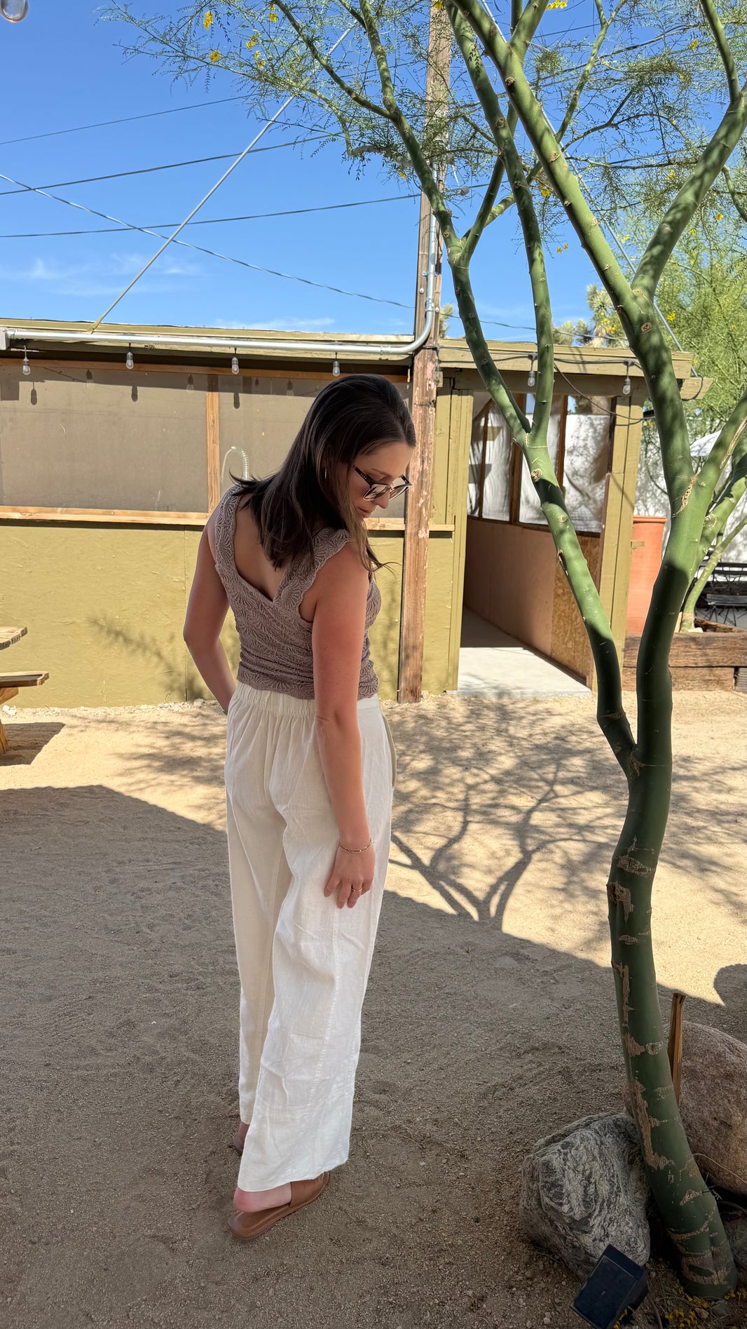 Free People Pants Day's End Linen Pull-On Pants