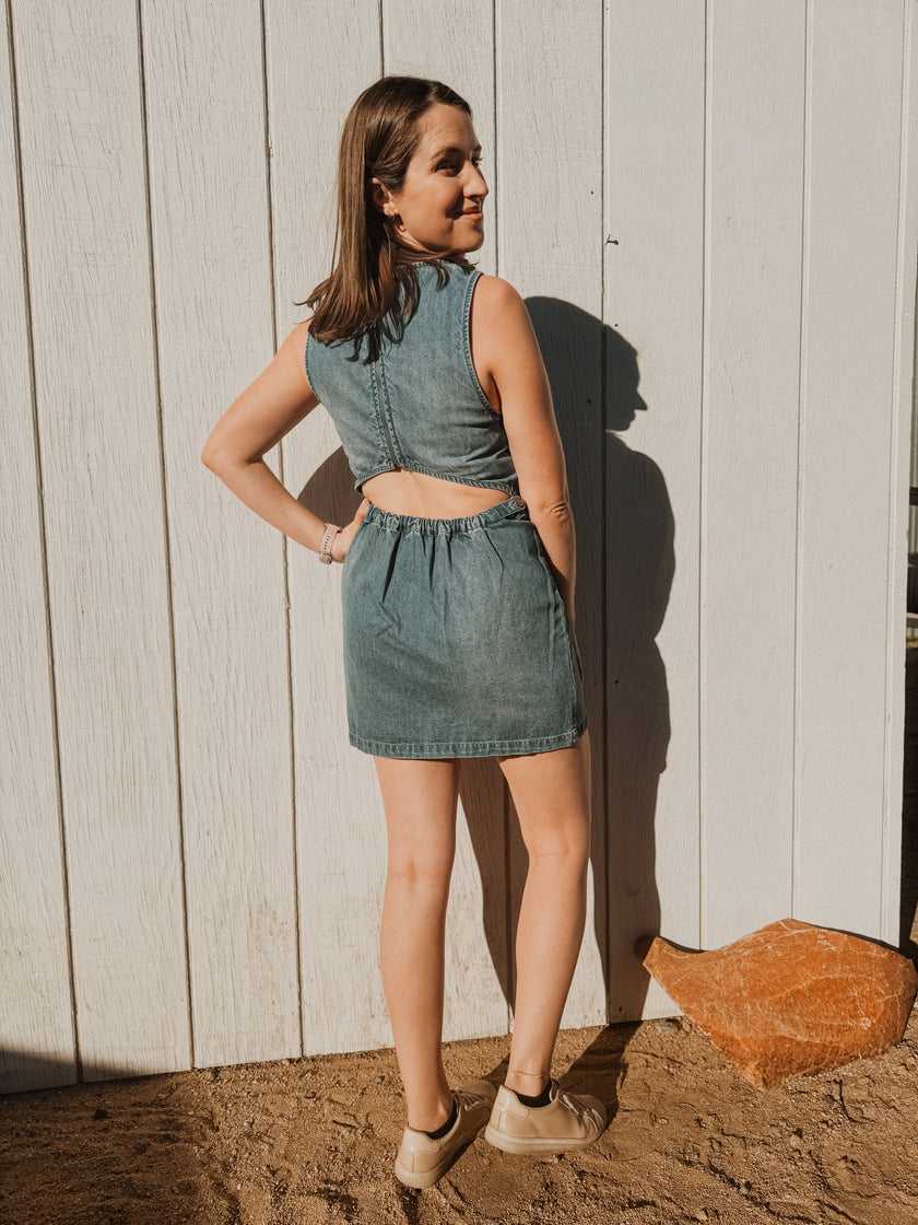 atlas denim mini dress Atlas Denim Mini Dress