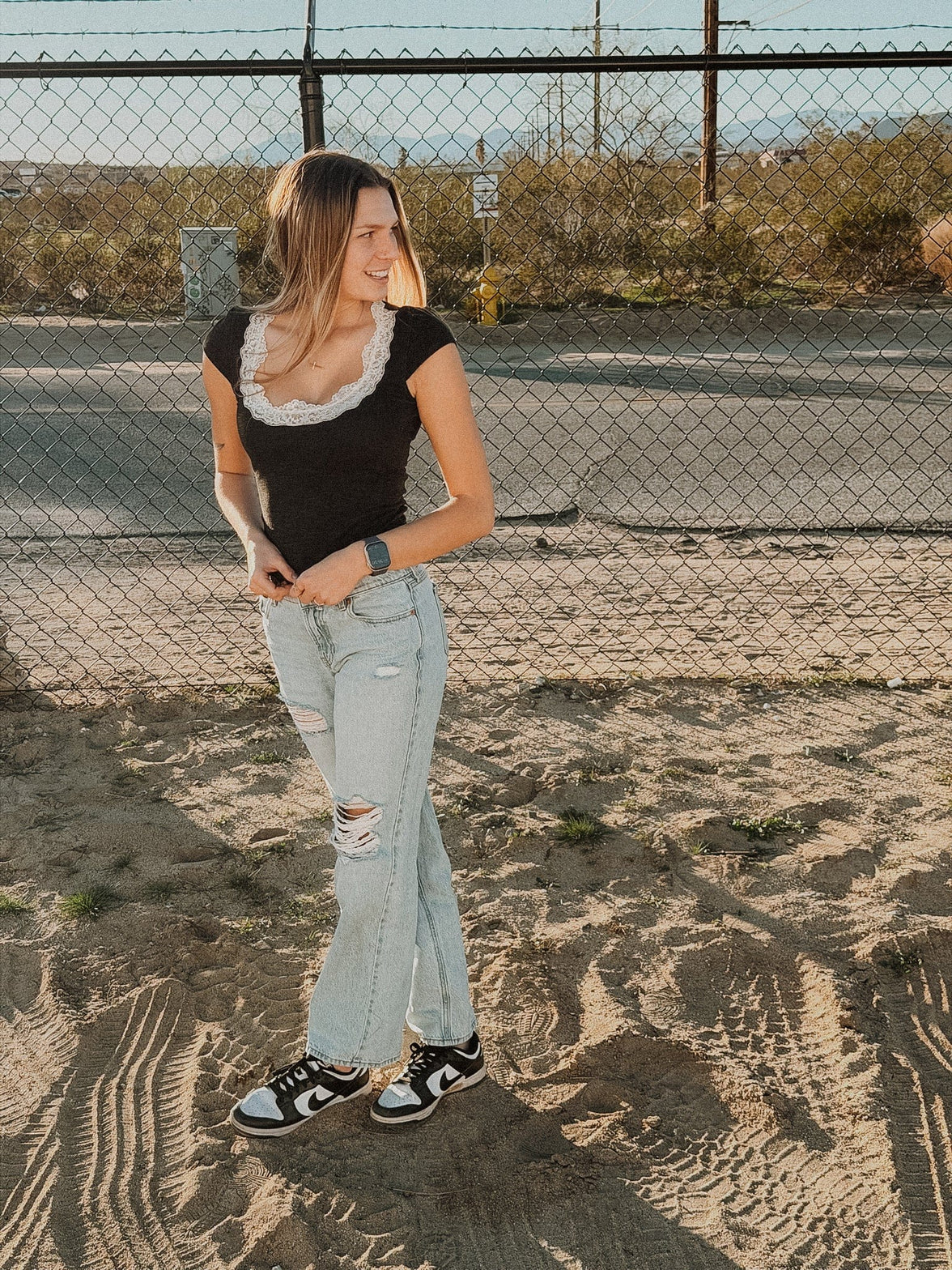 Free People Shirts & Tops Black / XS Oh My Darling Tee