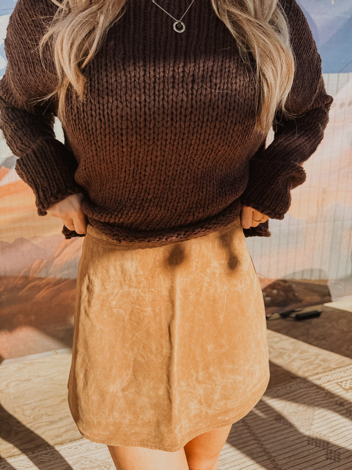 Free People Skirt Paradise Found Suede Skort