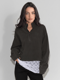 Free People Sweatshirts Black / XS We The Free Celeste Quarter Zip