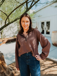 Free People Sweatshirts Mochachinno / XS We The Free Celeste Quarter Zip