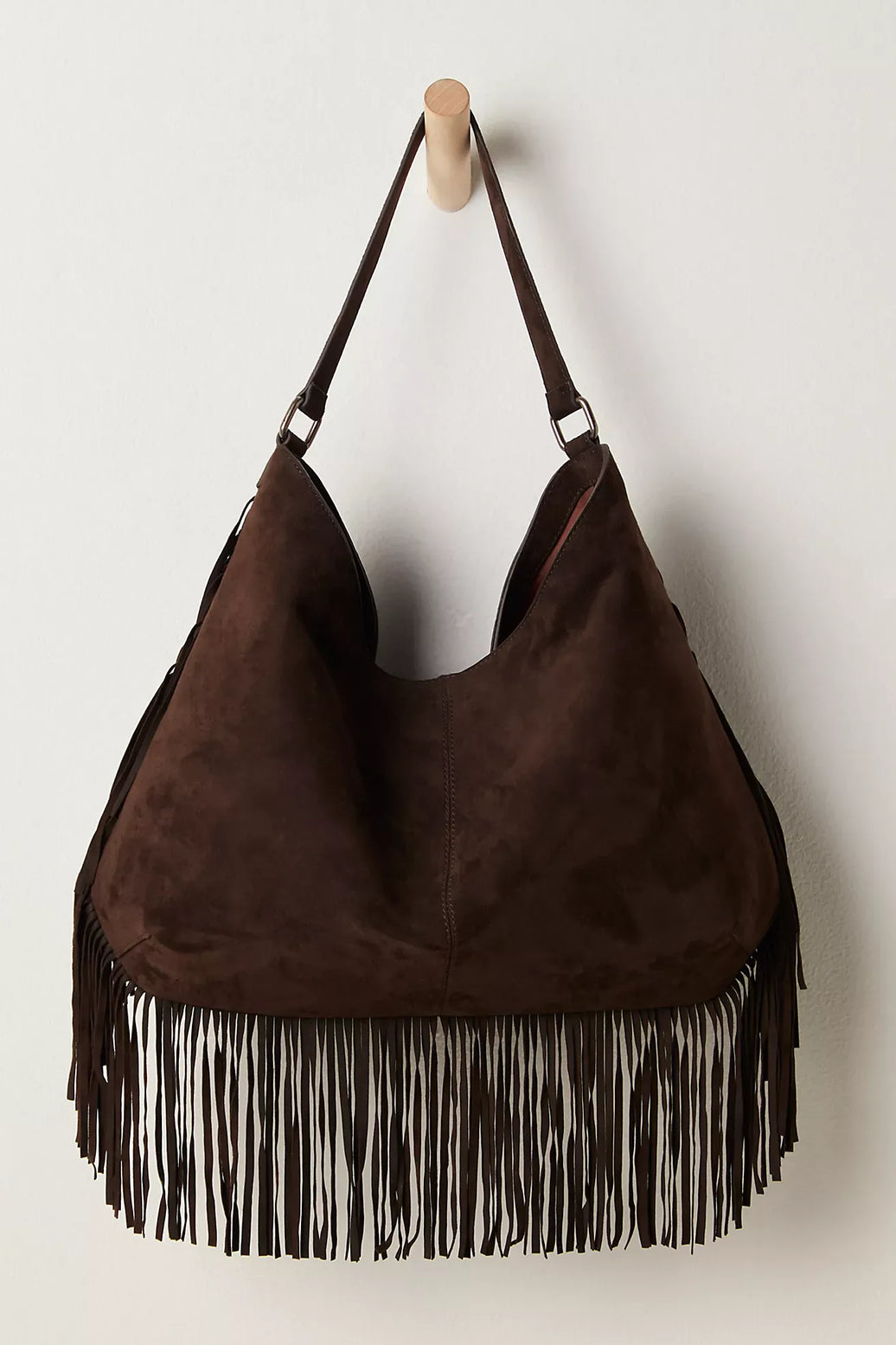 Free People tote Finn Fringe Suede Shoulder Bag | Expresso