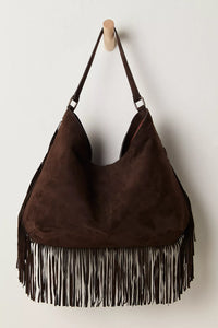 Free People tote Finn Fringe Suede Shoulder Bag | Expresso