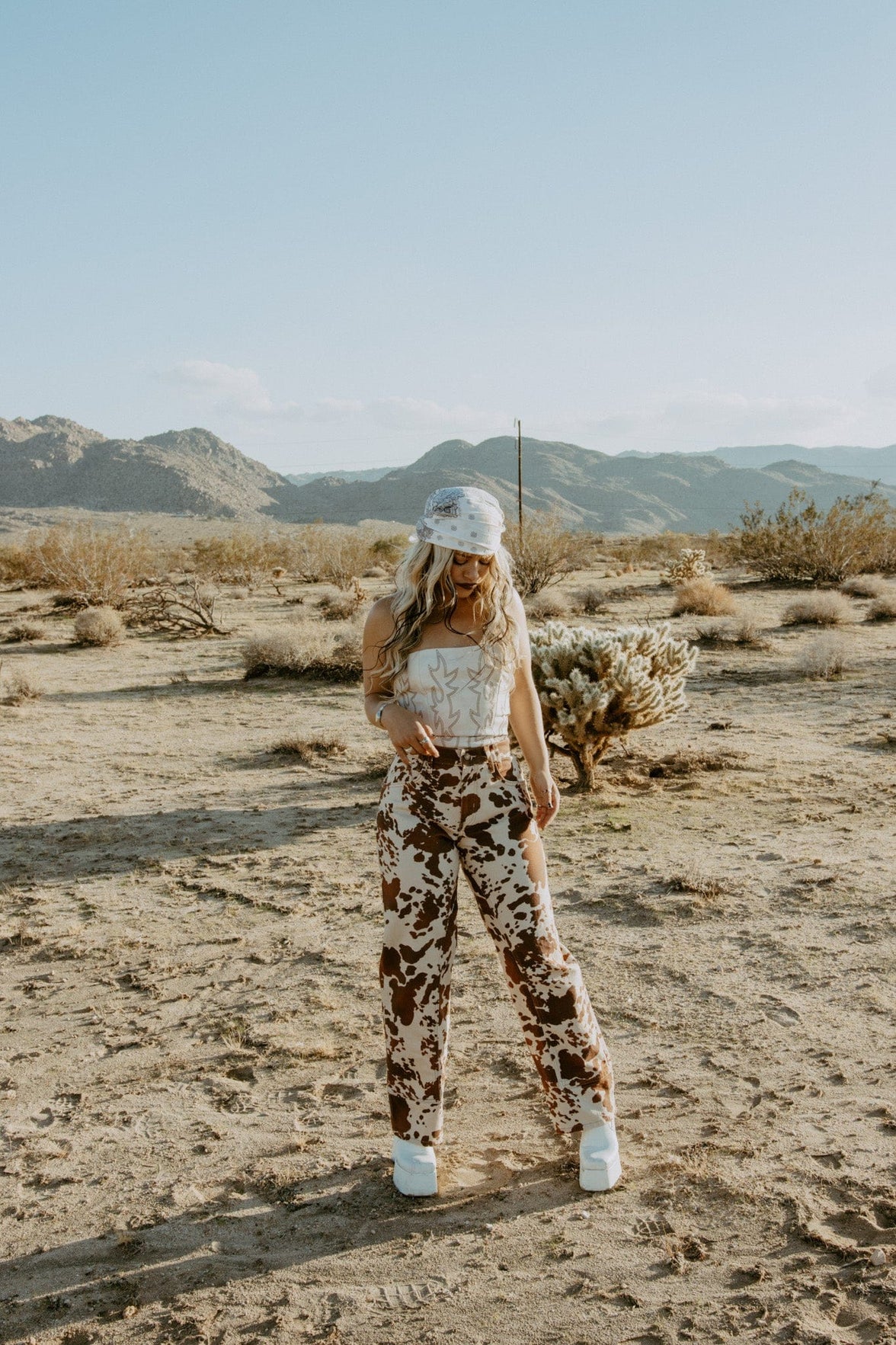 Free People We The Free Risk Taker Mid-Rise Printed Jeans