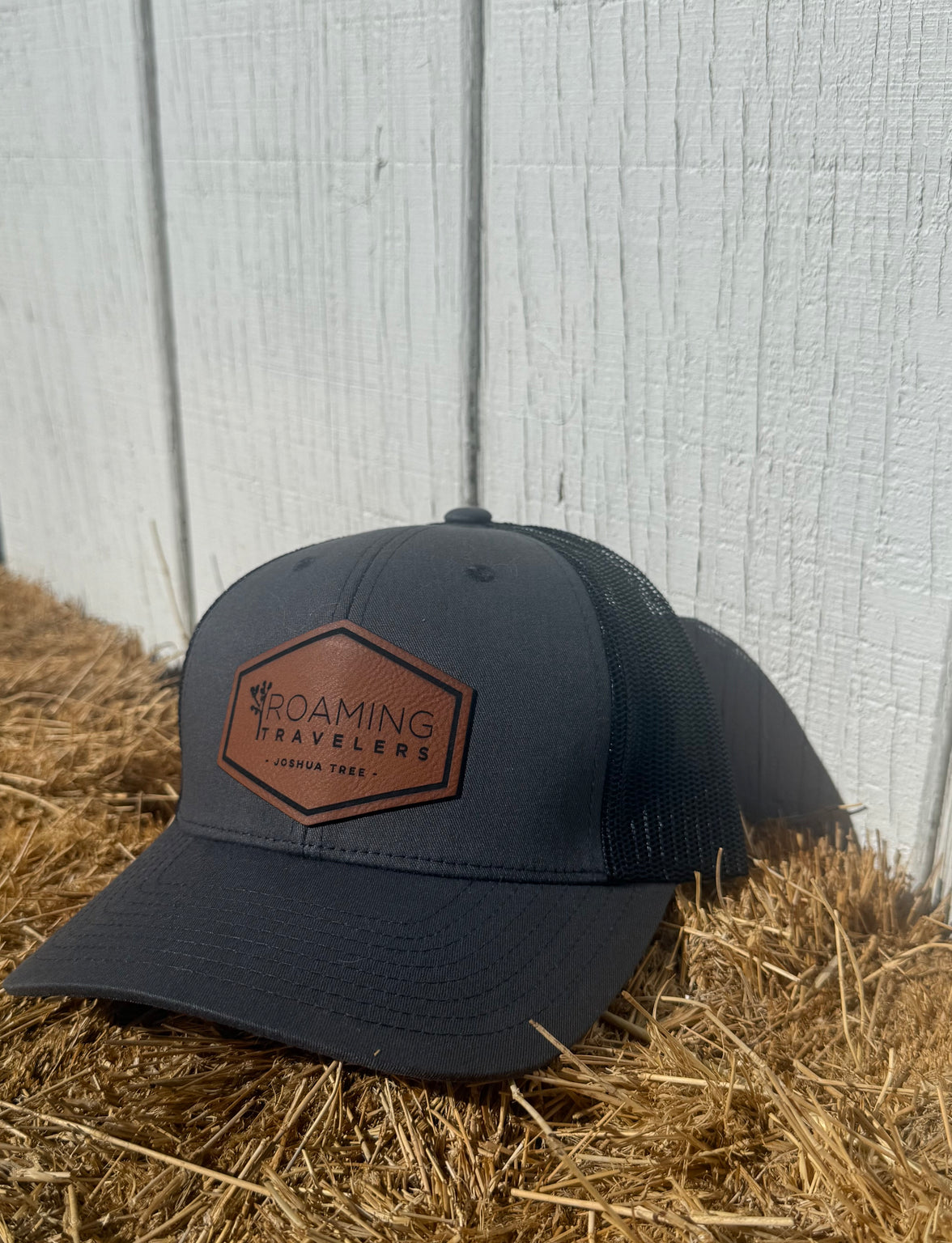 InkTrendz Hats Charcoal Roaming Travelers Leather Patch Hat