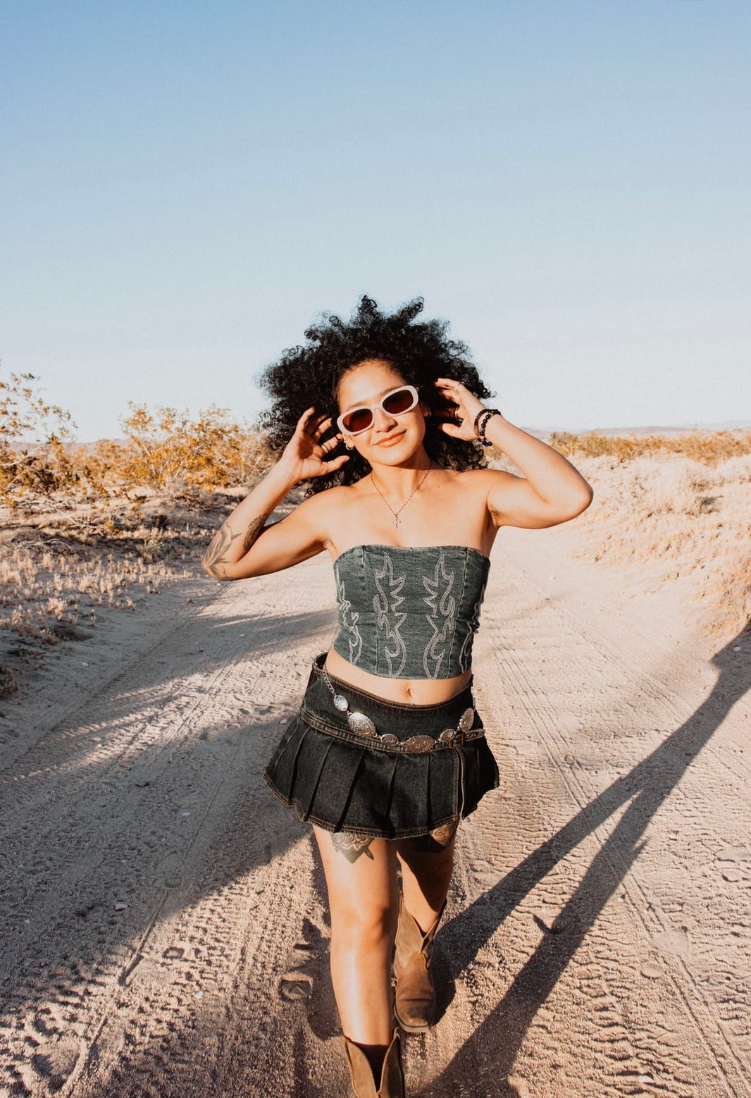Roaming Travelers Shirts & Tops Blue Jean / Small Boot Corset Top