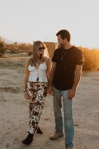 Roaming Travelers Shirts & Tops Indie Western Split Front Studded Halter Top