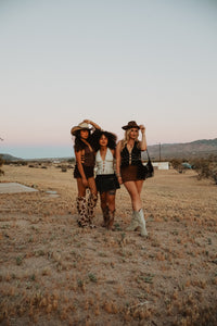 Roaming Travelers Shirts & Tops Indie Western Split Front Studded Halter Top
