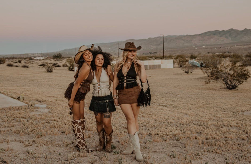 Roaming Travelers Shirts & Tops Indie Western Split Front Studded Halter Top