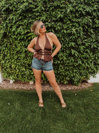 Roaming Travelers Shirts & Tops Indie Western Split Front Studded Halter Top